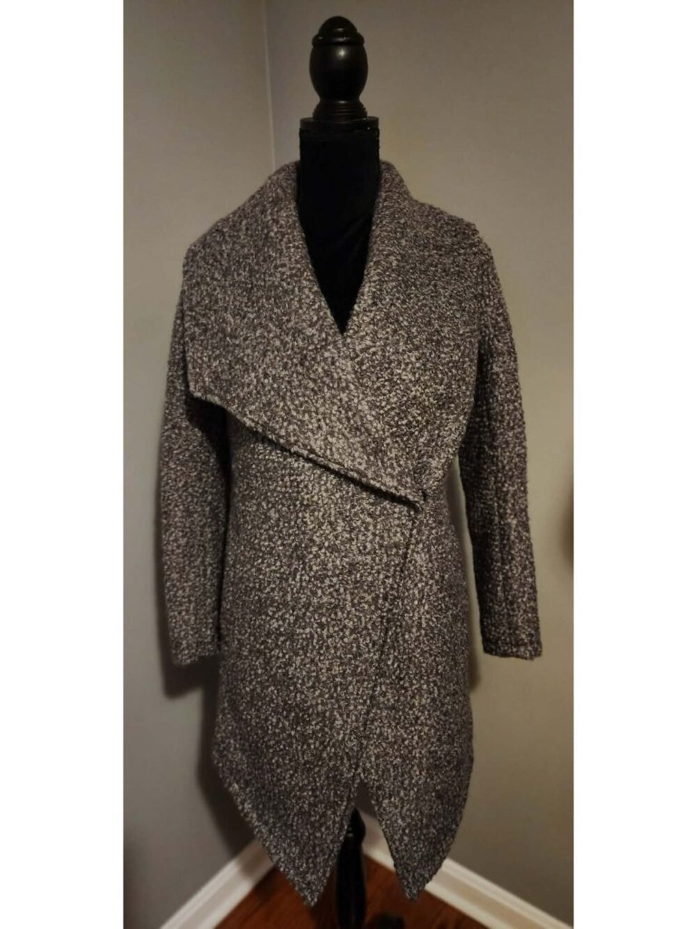 Speckled Gray Wool-Blend Coat – Asymmetrical & Chic Size 2